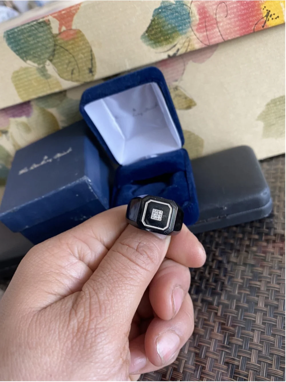 The Danbury Mint Black Ice Diamond Stainless Steel Personalized Men's Ring
